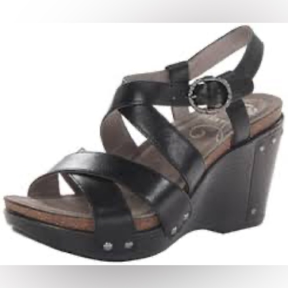 Dansko Frida Black Wedge Sandals